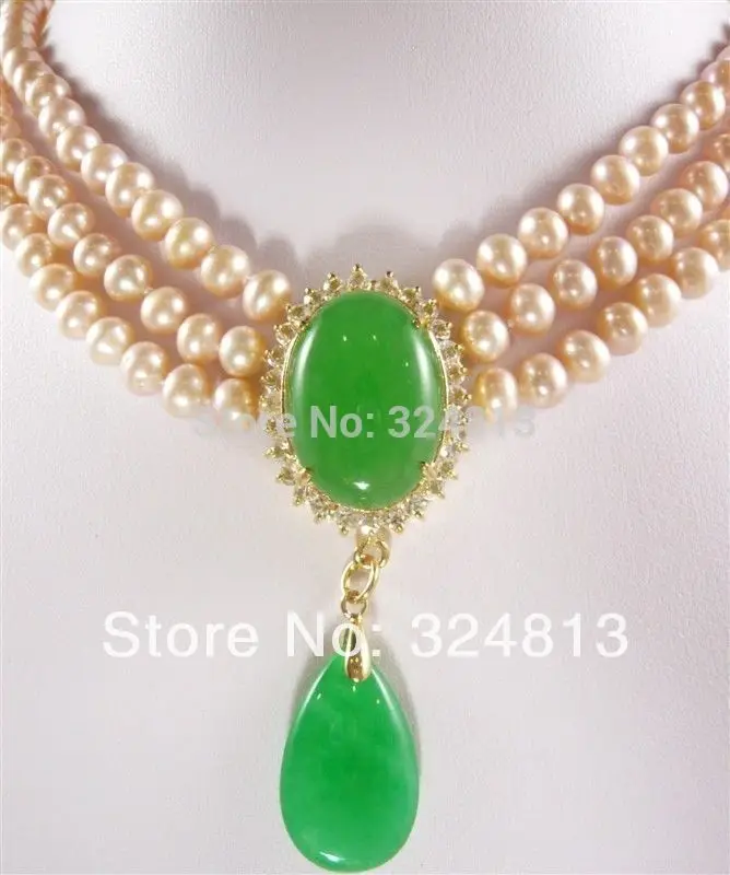 color 3 Rows white&ampBlack Pearl green&ampred&amppink&ampblue Jade Pendant NecklaceAAA4 | Украшения и аксессуары