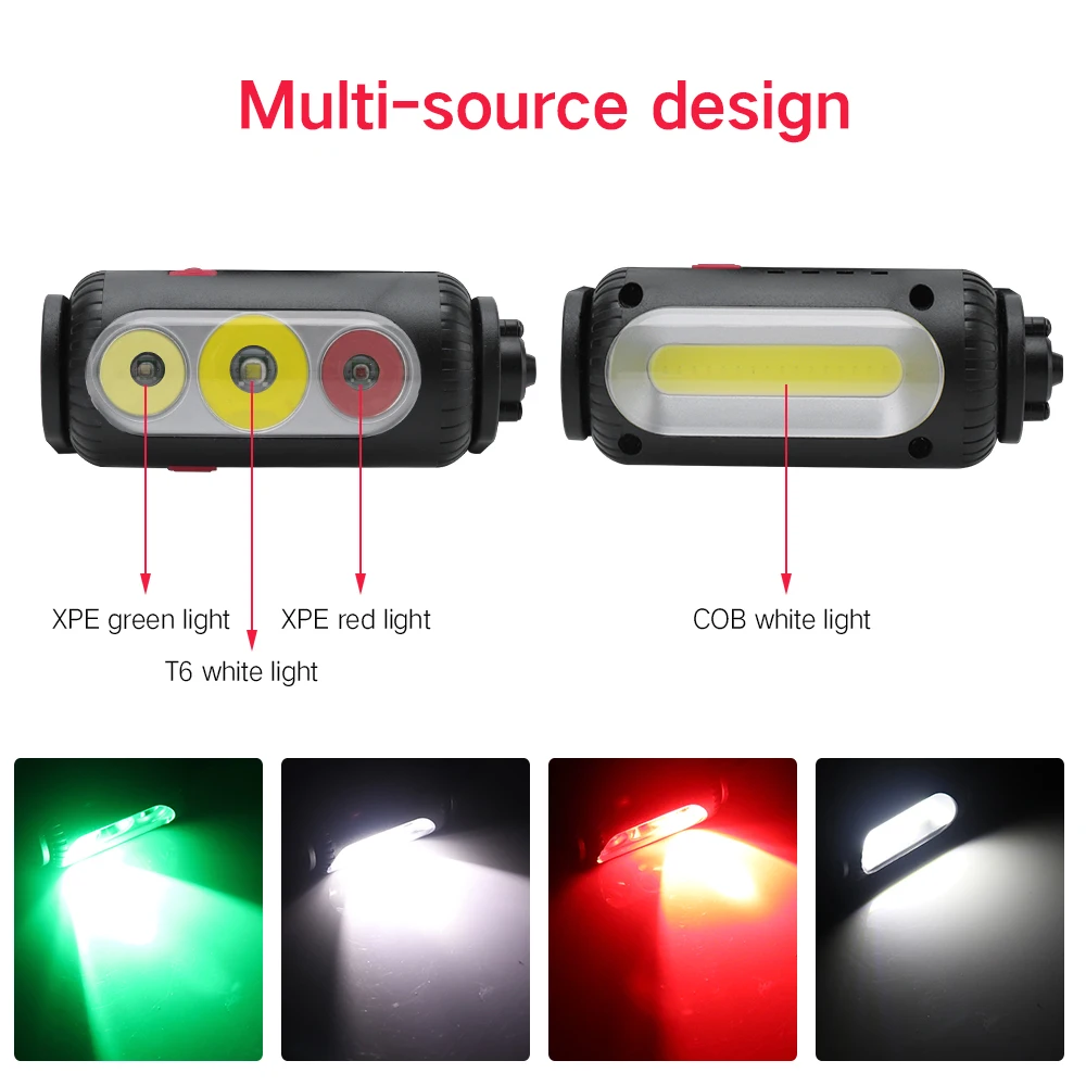 US $12.28 BORUIT COB T6 LED Headlamp XPE Green Red Light Headlight 8 Mode USB Charger 18650 Head Torch Camping Hunting Frontal Lantern