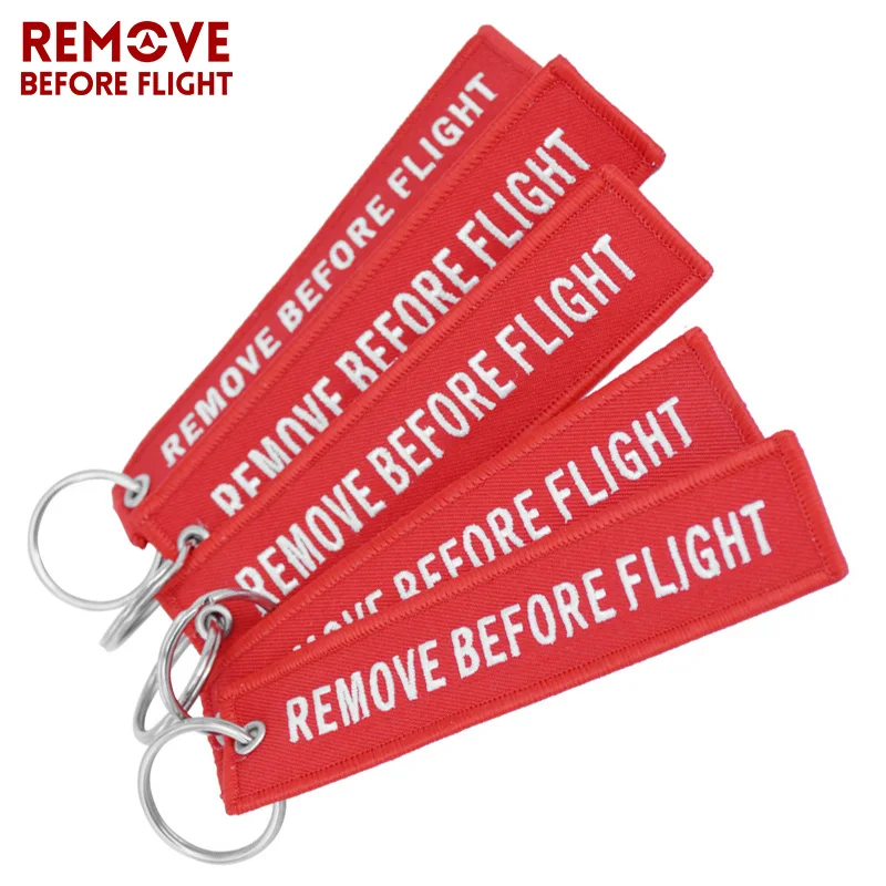 Remove Before Flight Chaveiro тег брелок с вышивкой брелок для ключей для авиации OEM Брелоки ювелирные украшения Чемодан бирка в виде брелка для ключей, 5 шт./лот