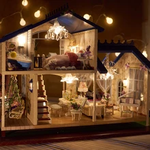 DIY Модель Кукольный дом Миниатюрный Кукольный домик с мебелью светодиодный 3D деревянный дом, игрушки для детей ручной работы ремесла A032# E