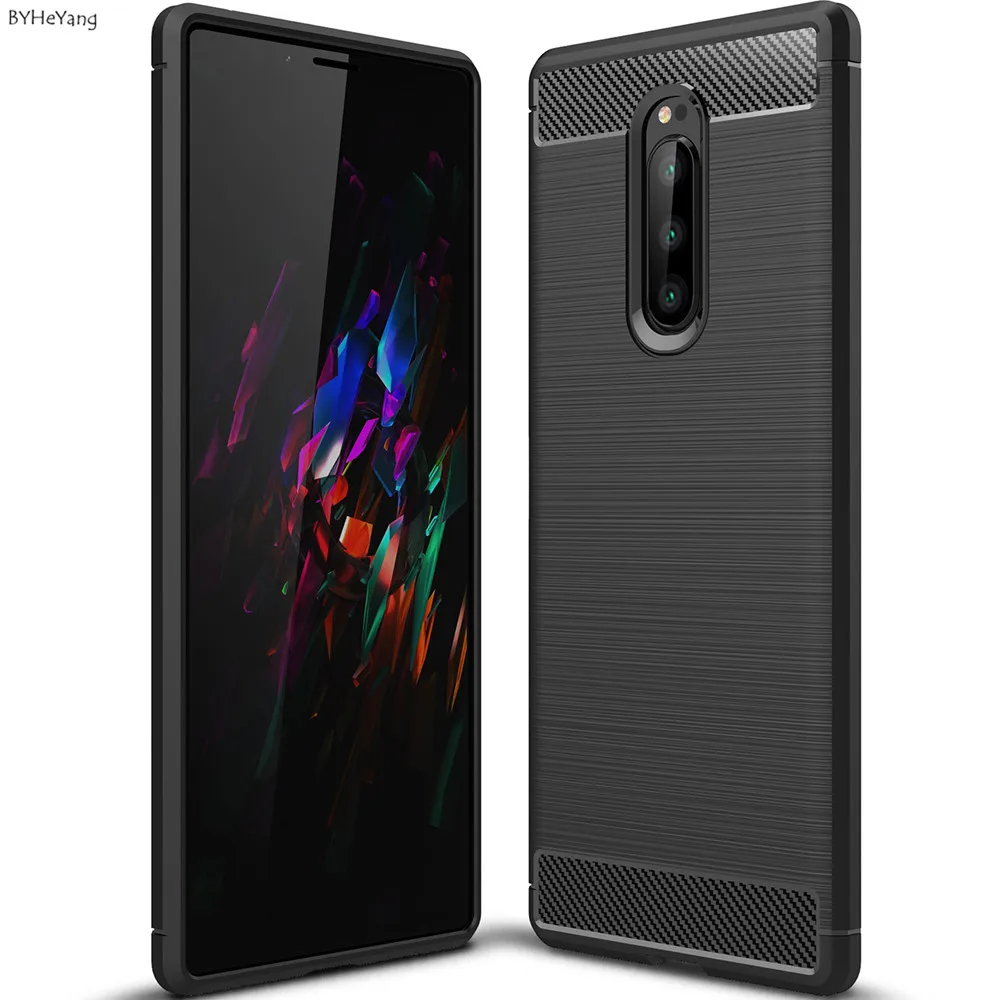 Чехол для телефона Sony Xperia 1 из углеродного волокна мягкий чехол ТПУ задняя крышка