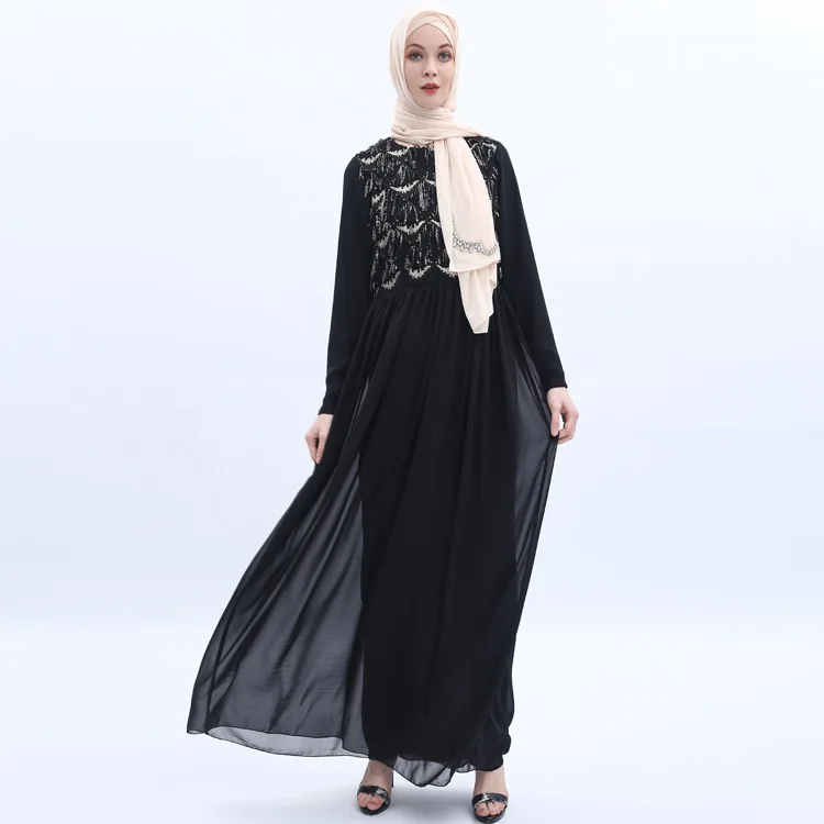 Мусульманское платье с блестками Eid abaya хиджаб с бахромой формальный шифоновый кафтан кимоно халат Оман Ближний Восток Рамадан Исламская