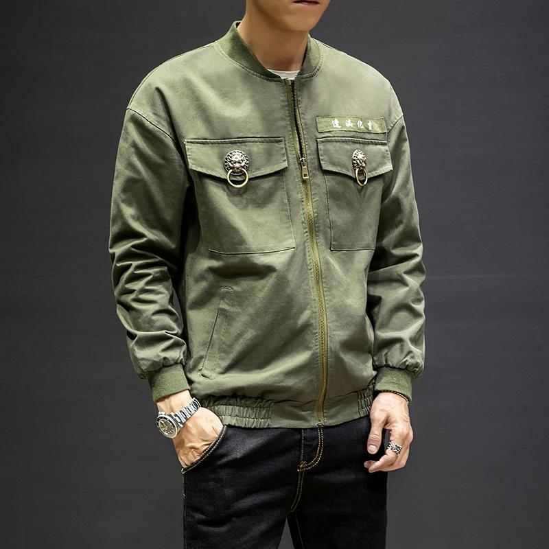 5xl Hop Mâle Taille M Lion Plus De Streetwear La Chinois Veste Hip Serrure Hommes Style Noir Mode army Lâche Survêtement Pardessus Green Manteau Casual LVpUSMGqz