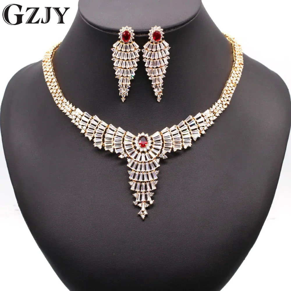 Gzjy Luxury Rose Gold Color Water Drop Full Cubic Zirconia Big Dubai