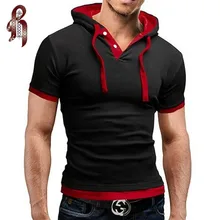 HEYKESON Men’S T Shirt 2017 Summer Fashion Hooded Sling Short-Sleeved Tees Male T-Shirt Slim Male Tops 4XL