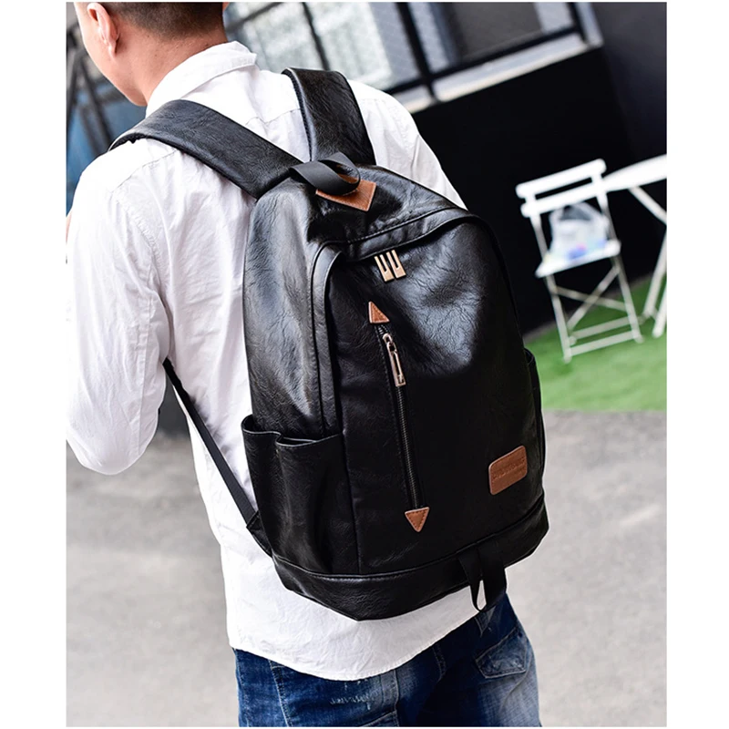 

New Pig Nose Pu Leather Men's Travel Backpack 13 Inch Laptop Lady Korean Casual Computer Backpack