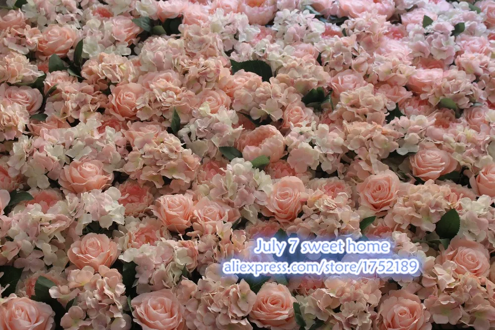 

New Artificial silk pink Hydrangea roses and peonies flower wall wedding background lawn/pillar flower road lead home 10pcs/lot