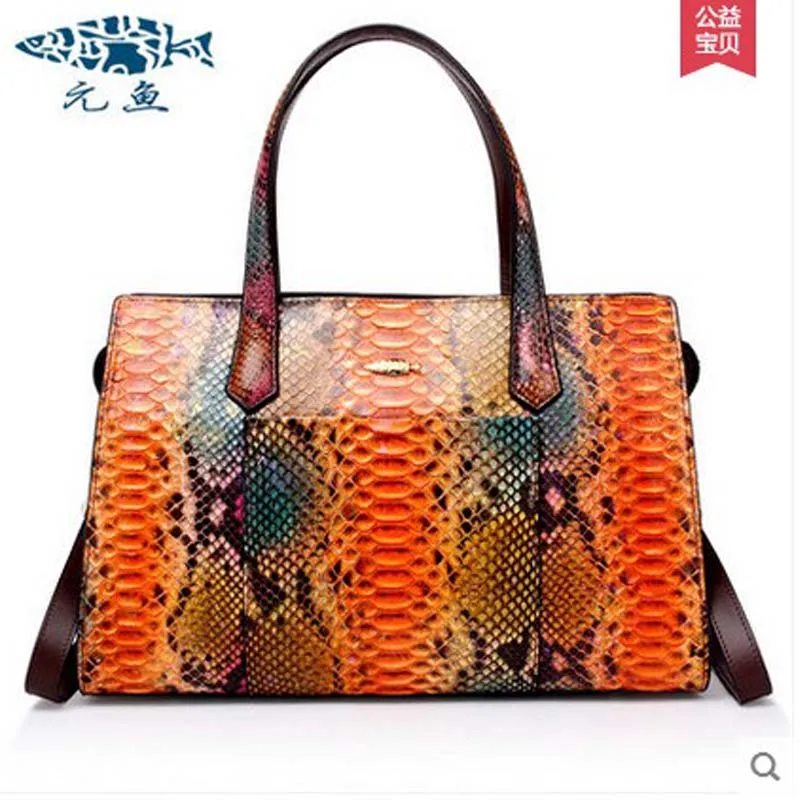 

yuanyu Python leather handbags leisure bag american fashion female bag oblique satchel snake leather bag motorcycle women bag