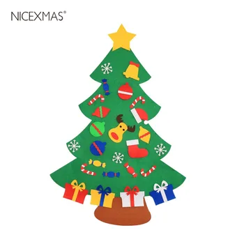 

Felt Christmas Tree DIY Christmas Tree with Ornaments Wall Decor with Hanging Rope for Kids Xmas Gifts Home Door Decoration(C)