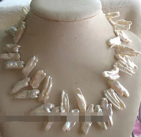 

HOT Sell* S3804 freshwater pearl white reborn keshi biwa necklace 17" aa