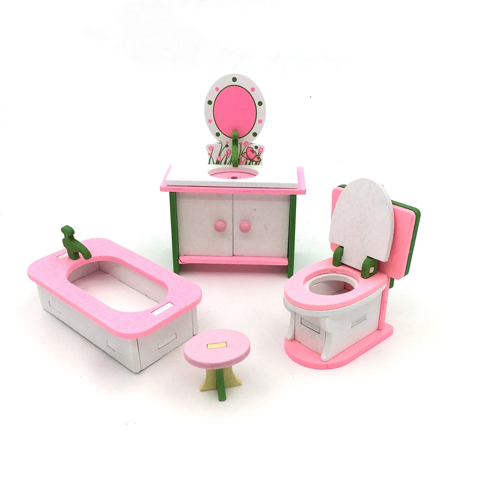 Buy 1/12 Dollhouse Miniature Furniture Wooden Bathroom