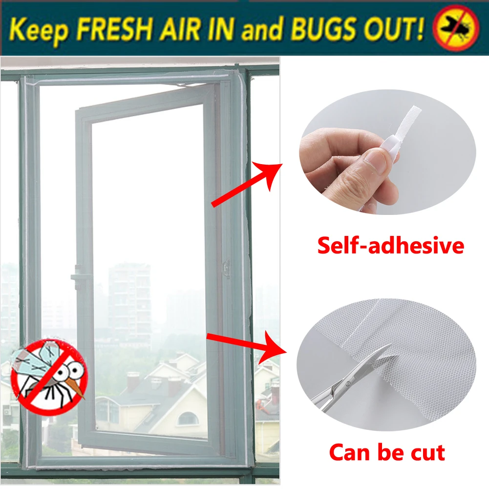 Window Insect Screen LARGE Mosquito Wasp Fly Bug Door White Mesh Net Self Grip