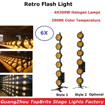 

6IN1 Flight Case Packing 6X300W High Power Retro Flash Light Halogen Lamps Disco Light Dj Lighting Effect Party Club Lights