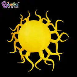 Подгонянная 2 метра желтая надувная модель солнца рекламные светодиодный осветительный выдув солнца Реплика для украшения светящаяся