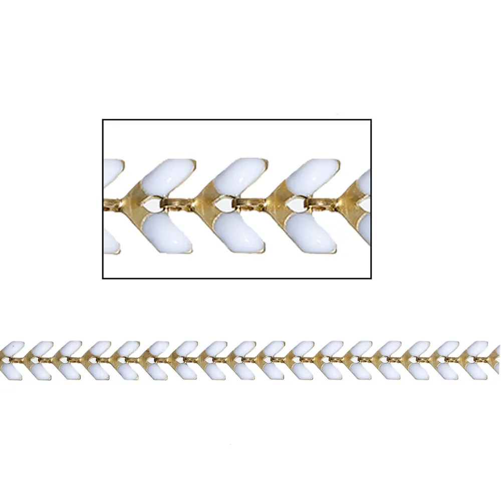 

Copper Spiky Chains Findings Gold Plated White Enamel 6mm( 2/8"), 1 Piece(Approx 0.5 M/Piece)