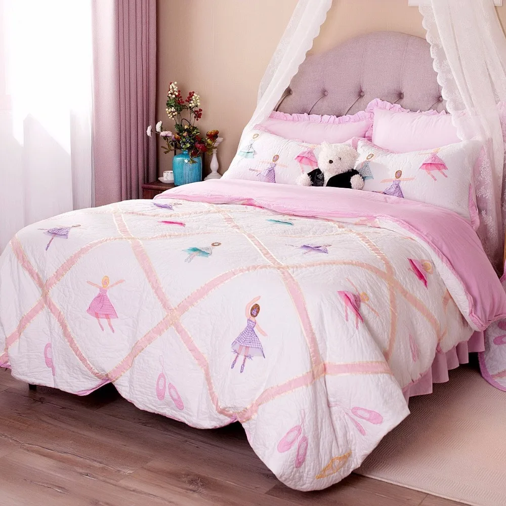 FADFAY Home Textile Pink Ballet Kids Comforter Set Cute Girls Princess