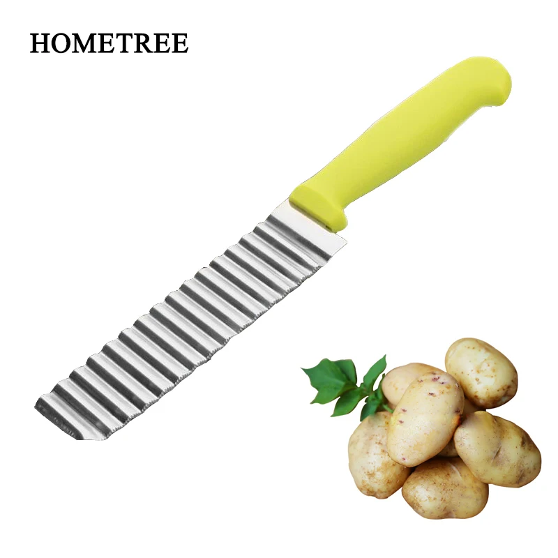 HOMETREE 1 шт. картофель фри резак из нержавеющей стали зубчатое лезвие легко нарезки картофеля волна нож кухонные гаджеты H715