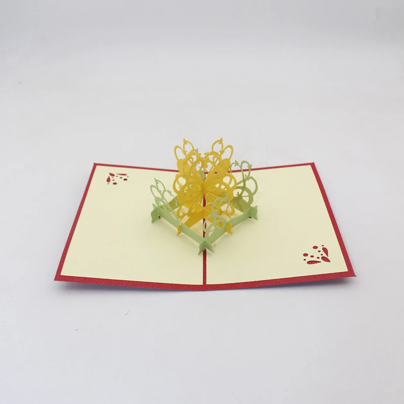  3D Handmade Chinese Blessing Butterflies Love Flowers Paper Invitation Greeting Cards PostCard Vale - 32913641274