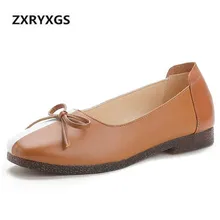Лидер продаж года; новые весенние модные туфли из воловьей кожи с бантом; удобные женские мягкие туфли на плоской подошве; Нескользящая дышащая повседневная обувь
