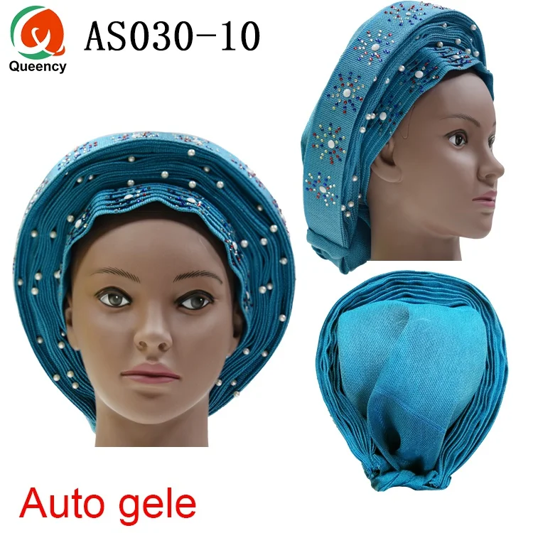 Queency африканские готовые дамы Aso oke материал авто-геле Headtie многоцветные доступны DHL AS030 - Цвет: turquoise blue