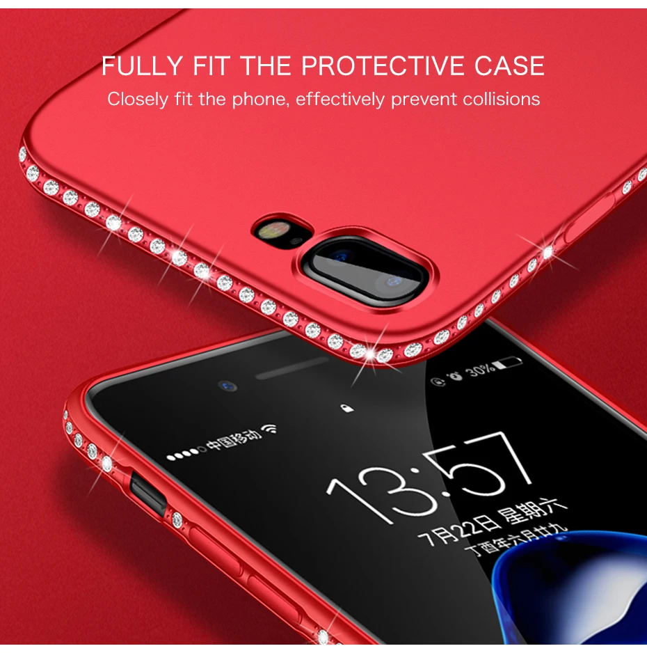Luxury Phone Case For iPhone 7 8 6 6s Plus Bling Diamond Soft Transparent TPU Crystal Cover For iPhone 6 7 8 Plus Case (7)