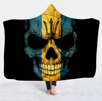 

PLstar Cosmos Hooded Blanket for Adult Gothic Color Skull Sherpa Fleece Wearable Throw Blanket Microfiber Galaxy Bedding style-1