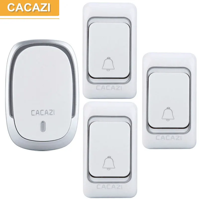 

CACAZI 3 Buttons + 1 Receiver 200m Remote Control 36 Song Waterproof DC Wireless Doorbell
