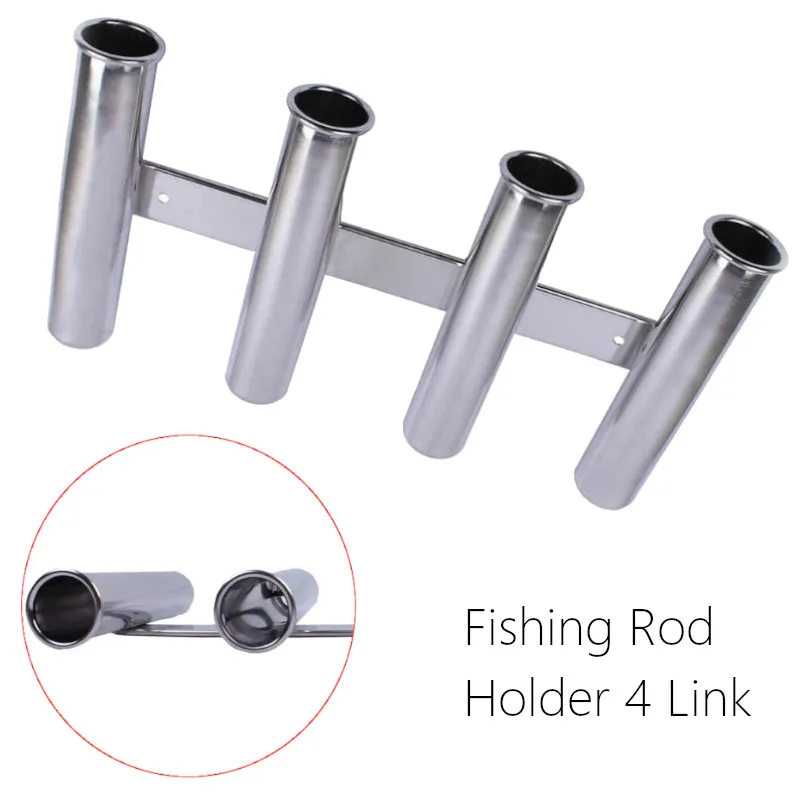 2 Pack 4 Link Stainless Steel 4Tube Fishing Rod Holder 4 Rod Pod for Marine Boat 