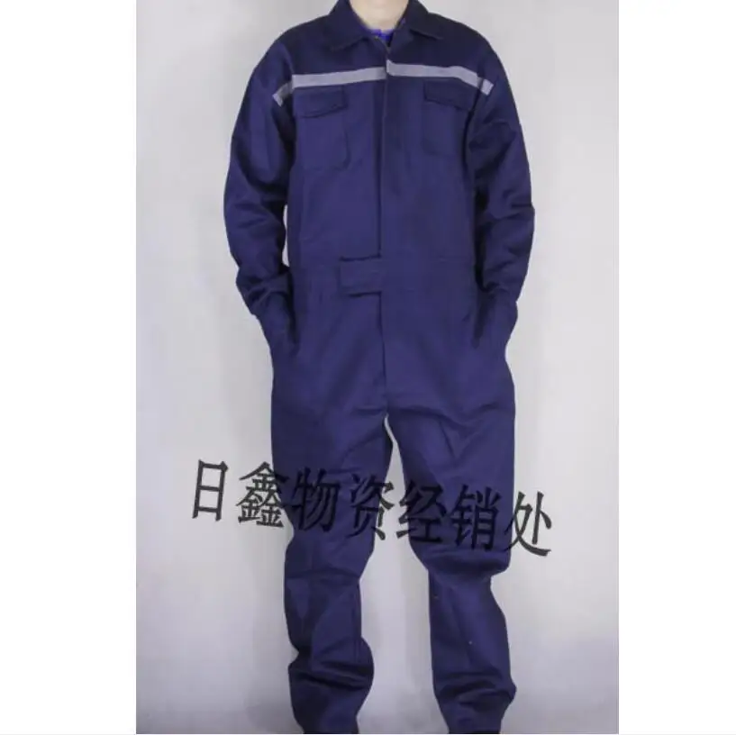Мужской цельный комбинезон из полиэстера и хлопка размера плюс, защитный зимний комбинезон для механики электрика, рабочая фабричная одежда - Цвет: Navy blue