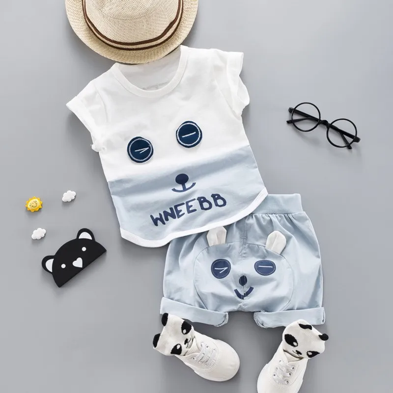 

Summer Baby Boys Clothes Kid Girls Clothing Short Sleeve Cartoon Print T-Shirt Tops+Shorts Suits Casual Outfits Sets