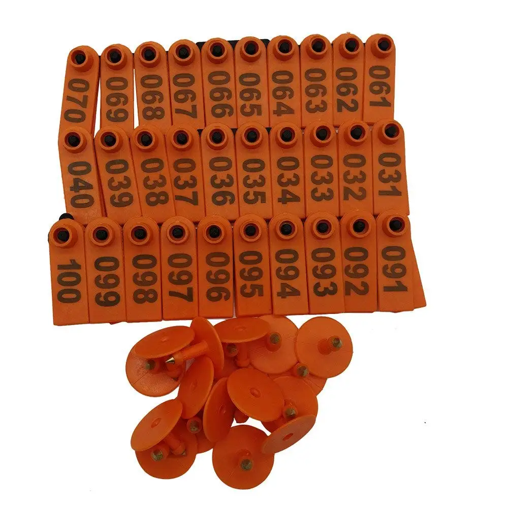 Sheep Ear Tag Signs with Laser Typing Copper head earrings Farm animal identification card No. 1-500 sheep ear tag