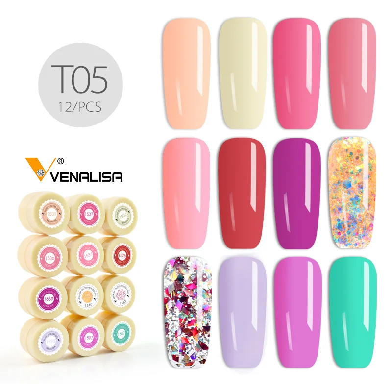 Venalisa, 180 цветов, 5 мл, дизайн ногтей, УФ светодиодный Гель-лак, замачивается от цвета, УФ светодиодная краска, эмаль, лак для ногтей, Гель-лак, Гель-лак - Цвет: T05