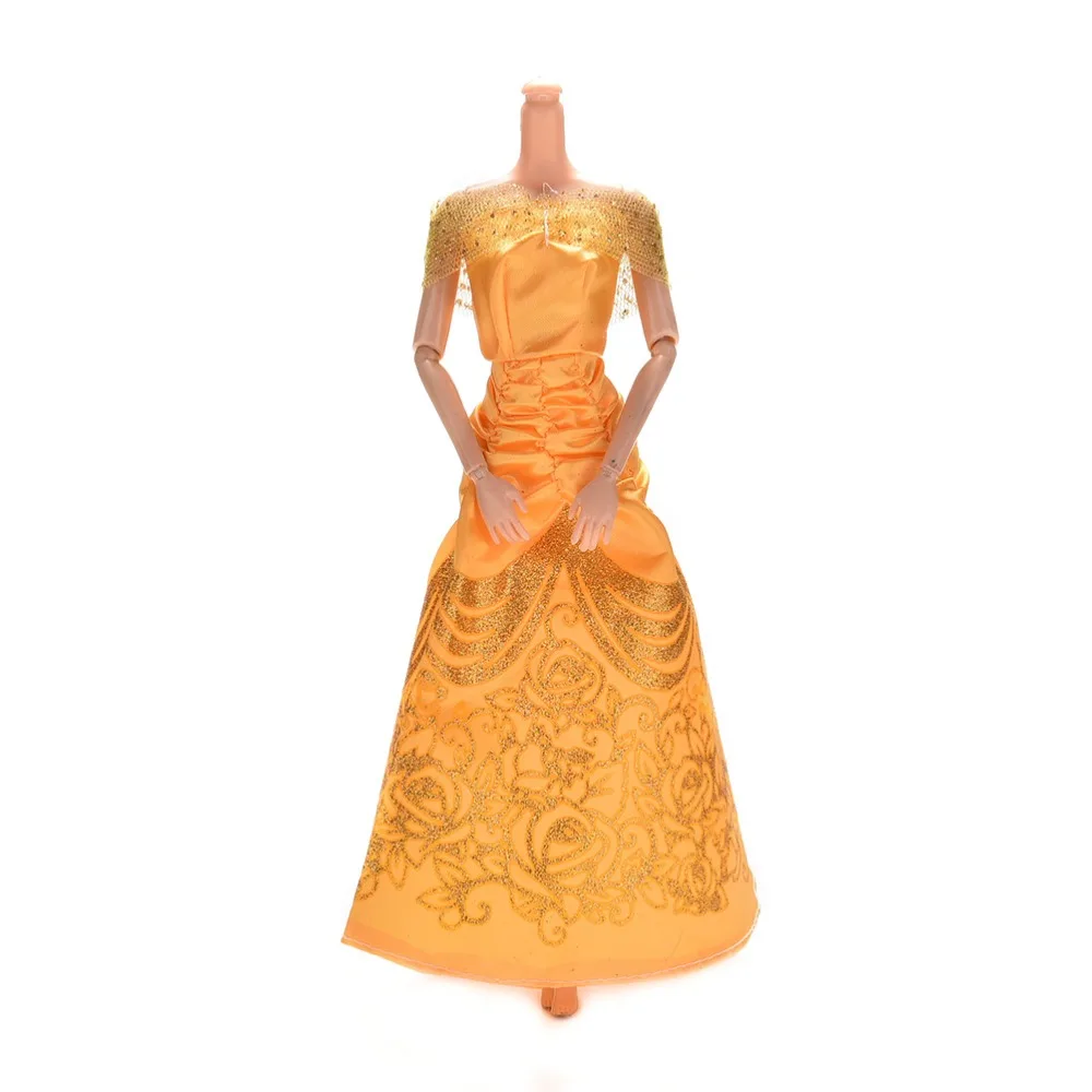 Желтое свадебное платье принцессы вечернее бальное длинное платье юбка Свадебный вуаль Костюм Одежда для Аксессуары для кукол игрушки
