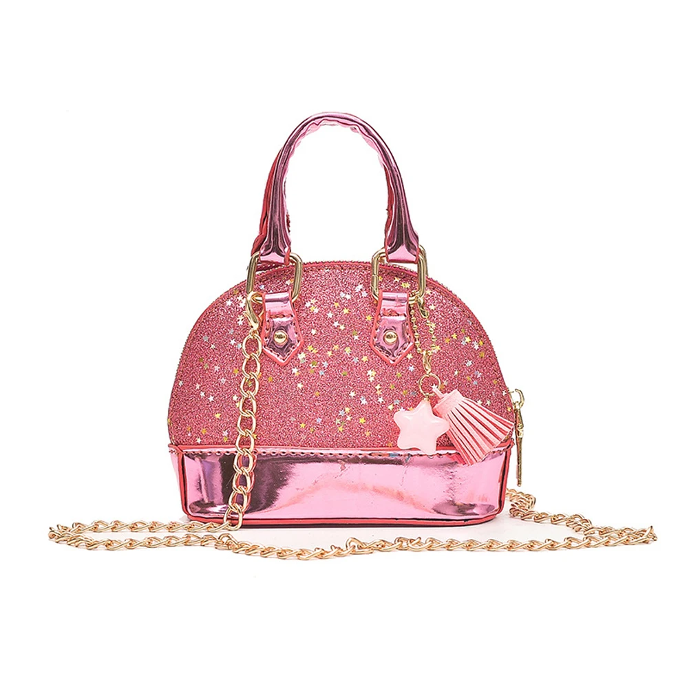 

2019 Newest Hot Fashion Children's Girls Shoulder Bag Cute Sequins Coin Mini-shell Bag Tidal Slant Bag Handbags Baby Gifts
