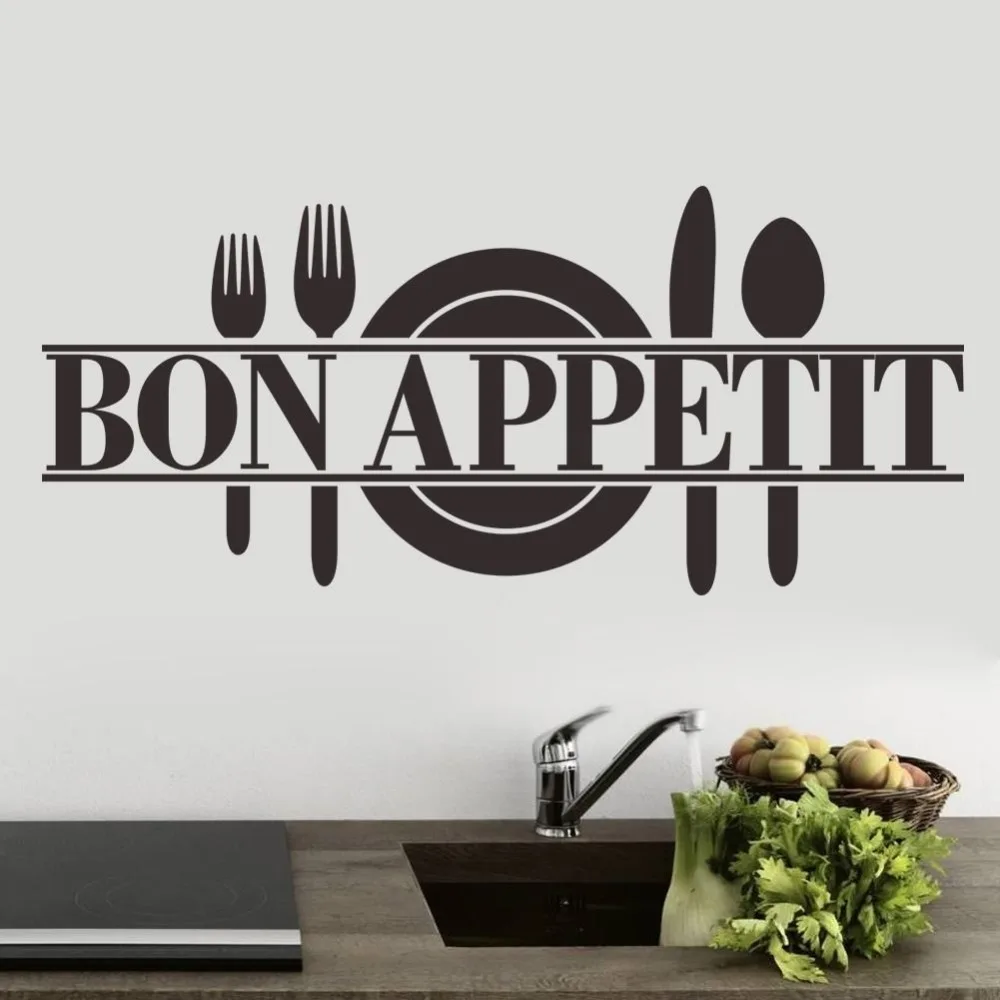 Bon appétit Wall Sticker Citation-HOME Cuisine Mur Art Autocollant x57