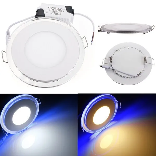

1pc 20W Acrylic panel downlight Recessed LED Spot Ceiling Down Light 85-265V warm/cold white top lighting + blue side lighting