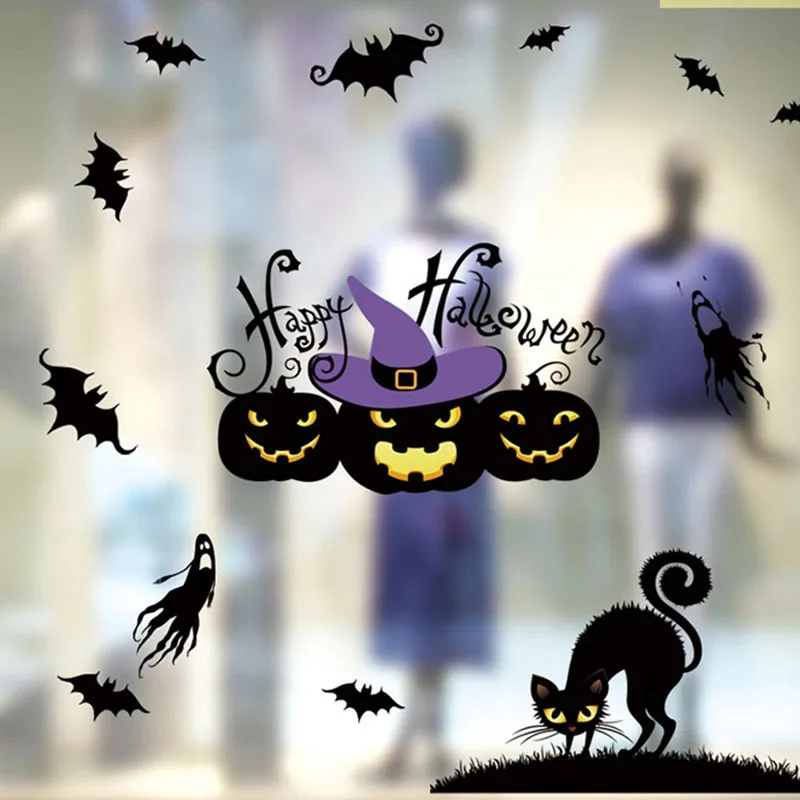 

Pumpkin Bat Spider Halloween Wall Sticker Vinyl PVC Removable Walls Decal Art Murals Glass Window Sticker Home Decor Wallpaper
