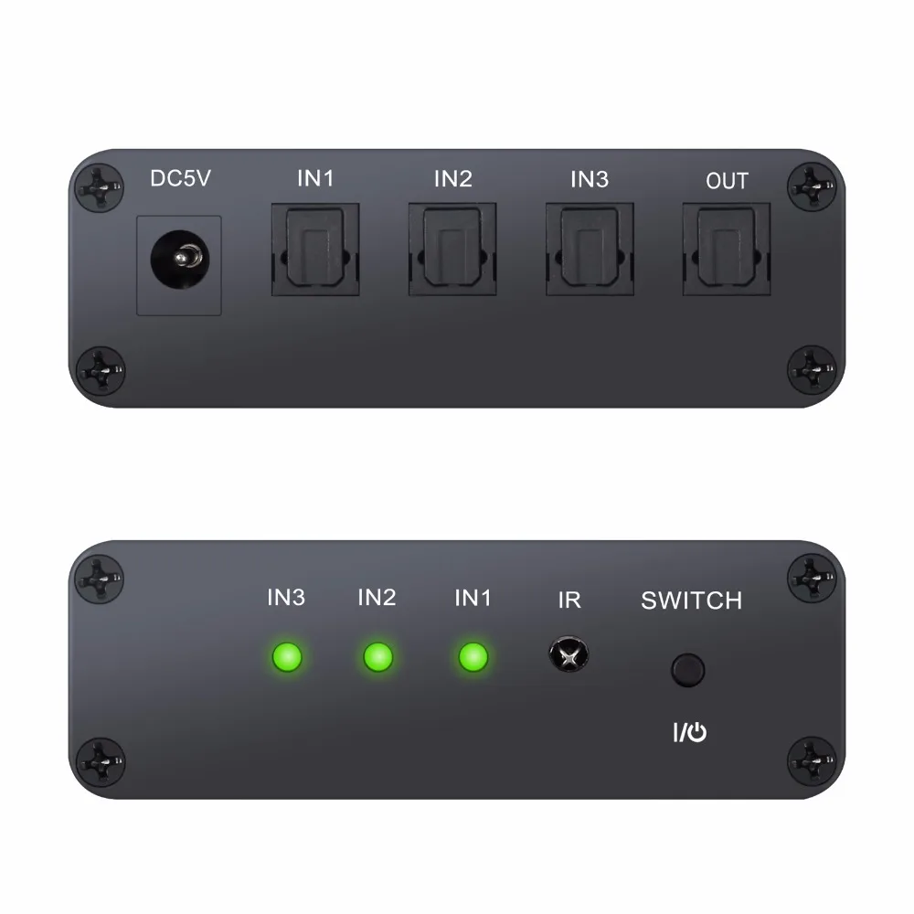 Цифровой оптический аудио переключатель Toslink SPDIF 3x1 с пультом дистанционного