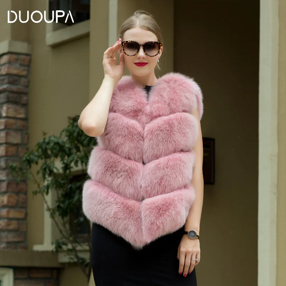 DUOUPA real fur coat for women luxury fox long part mainly suitable for new vest  throughout the Fox fur free shipping