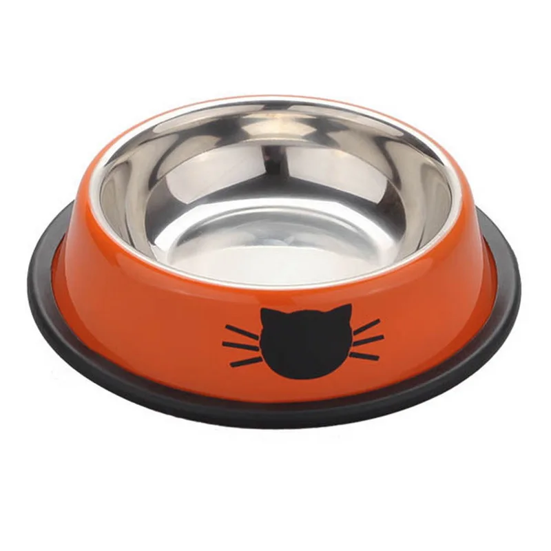 Продукт для домашних животных корм для собак и кошек миски из нержавеющей стали противоскользящие собаки кошки кормушка для животных Питьевая миска для питомца инструменты для домашних животных - Цвет: Orange