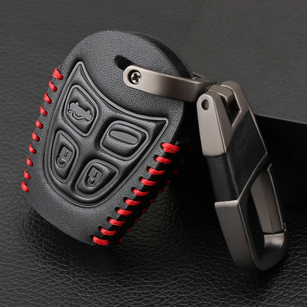 Genuine Leather Car Key Case Styling 4 Button Fob Shell Cover For SAAB 9-3 93 2003-2009 Keychain Bag | Автомобили и мотоциклы