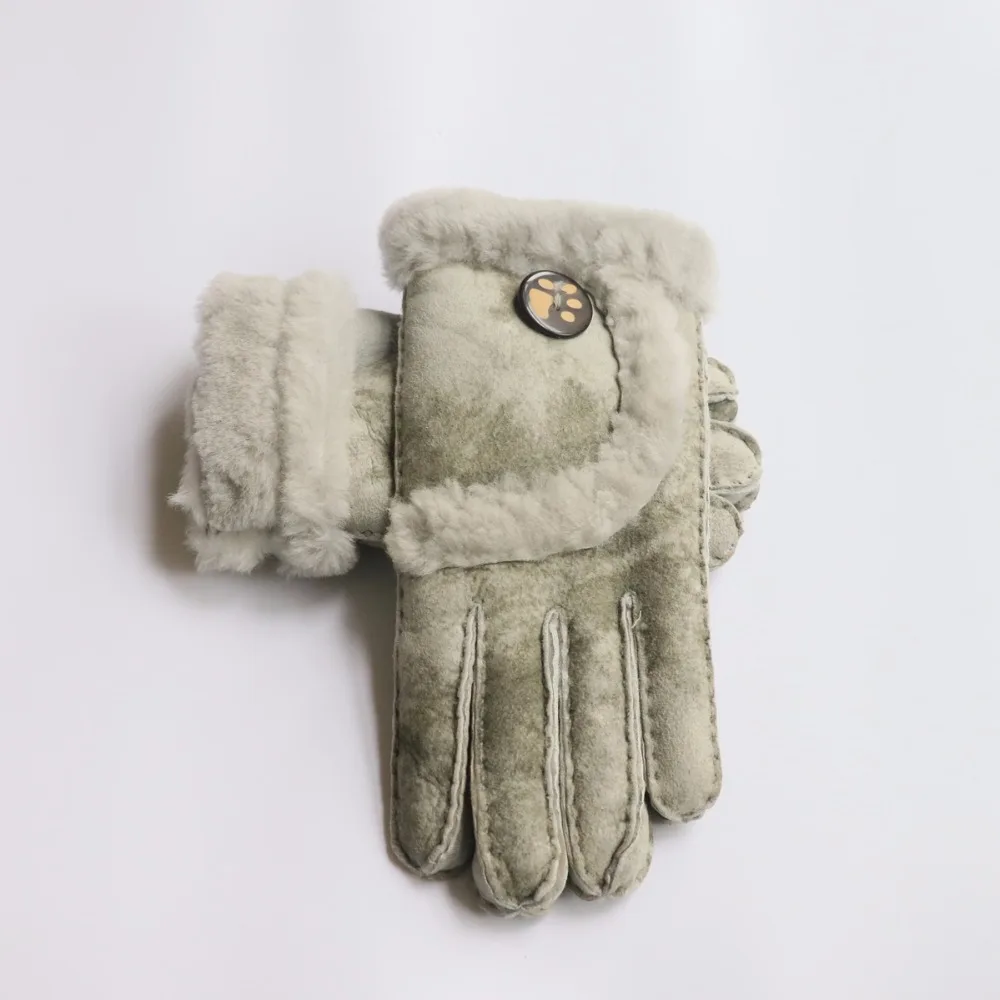 Высокое качество женские перчатки зимние теплые перчатки Модные овчины утолщение дышащие перчатки и варежки из натуральной кожи