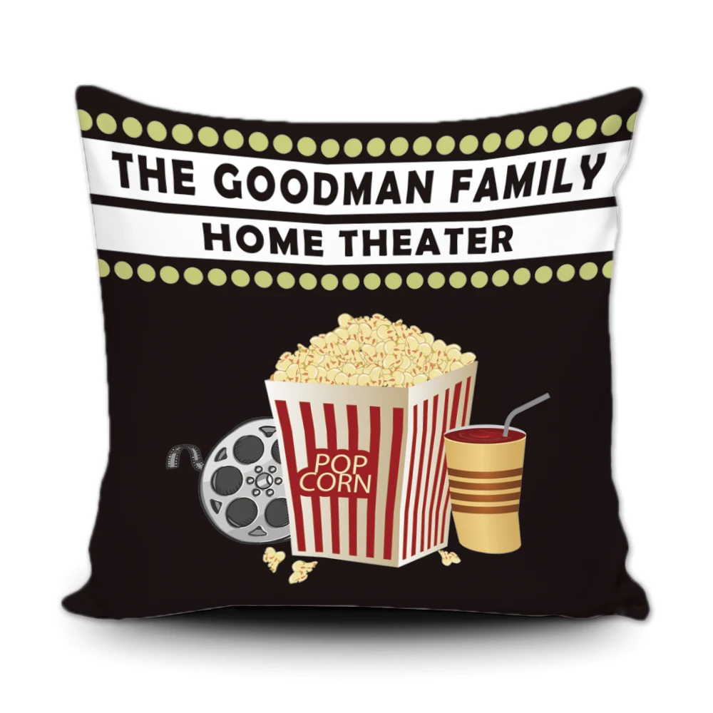 

Home Theater Movie Canvas Cushion Cover Pillowcase Popcorn Cola The Goodman Family Throw Covers Gift For Living Room Sofa