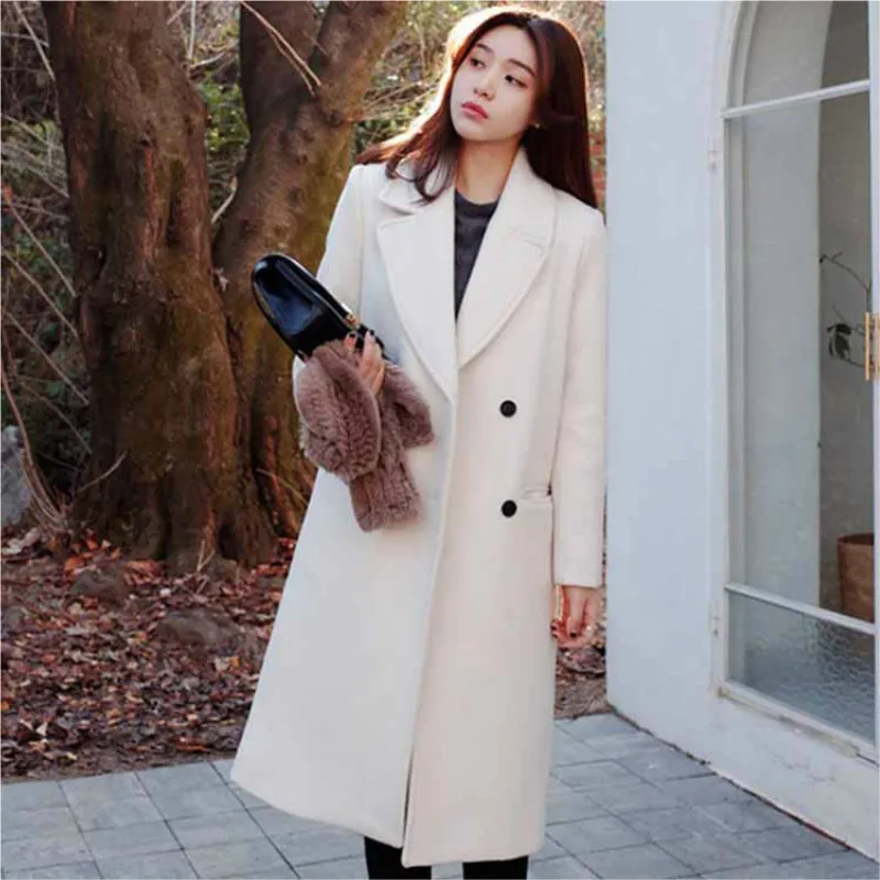 Женское длинное шерстяное пальто cappotto donna kaban свободное и куртка для осени зимы