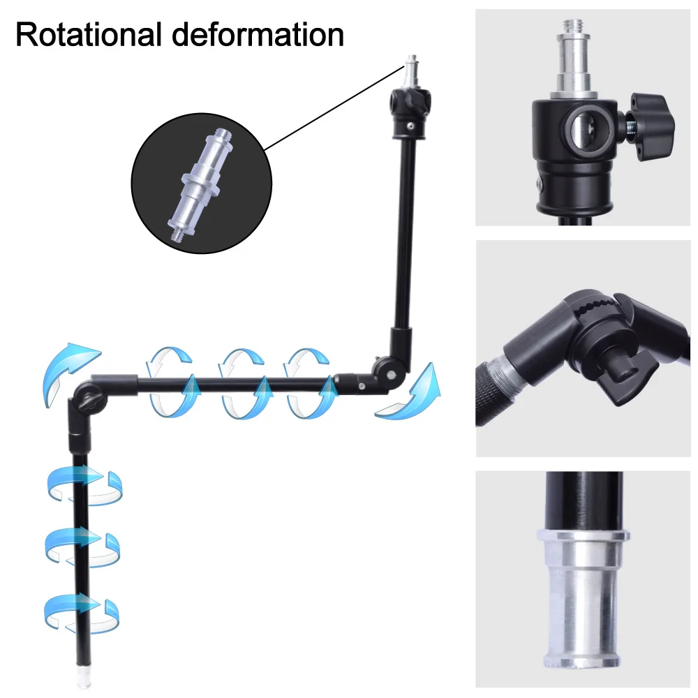 3-х секционный 360 градусов Регулируемый шарнирный Артикуляционная Boom Arm w/1/" 3/8" Нитки для фотографии флэш светильник