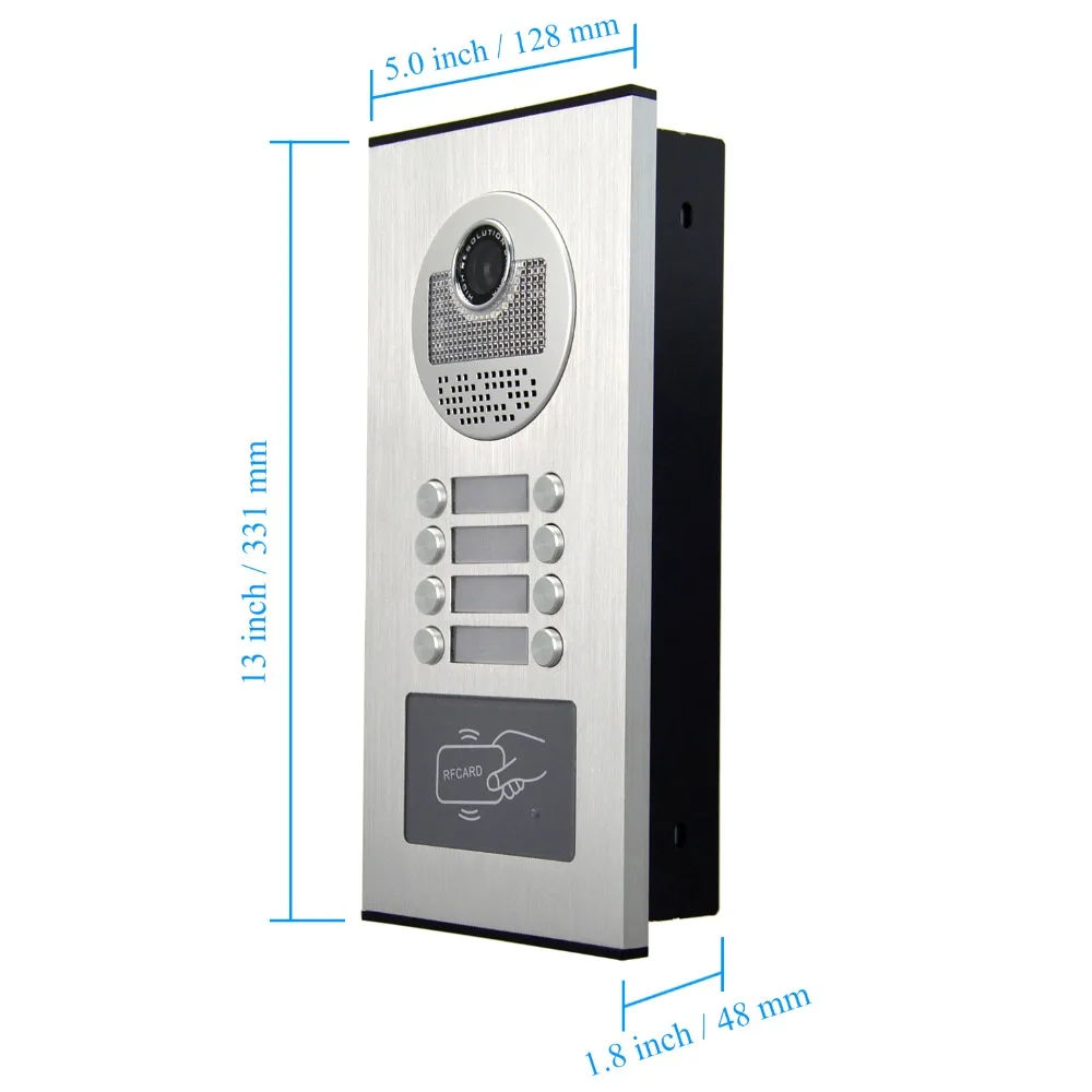 8 единиц Интерком квартиры система видео дверной телефон домофон HD камера 7 "монитор видео дверной звонок 5-RFID карта для 8 бытовой