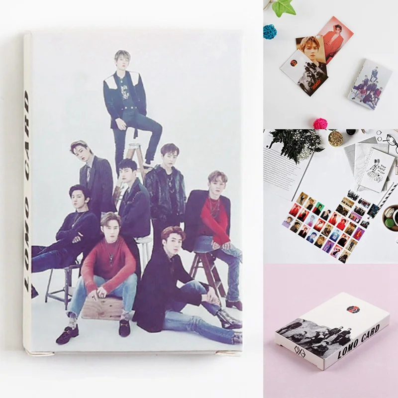 Новое поступление 32 шт./компл. K-pop EXO альбом ломо карты Новая мода самодельные бумажные фото карты фотокарты