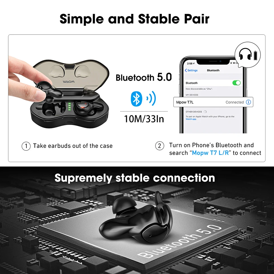 Многофункциональный Mpow T7 True TWS наушники Bluetooth 5 0 беспроводные IPX5
