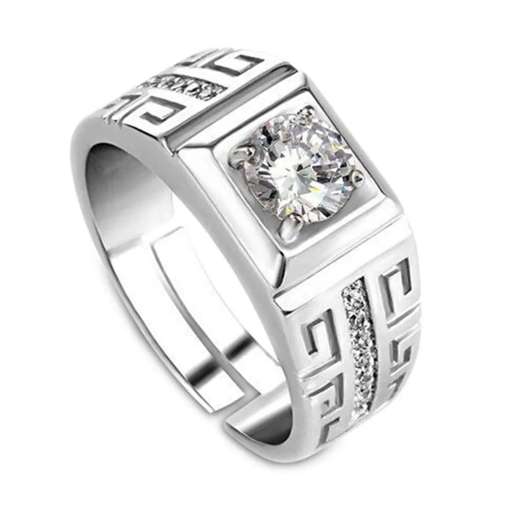 1 Pcs Elegant Men's Ring Crystal Open Rings Wedding Jewelry For Men ...