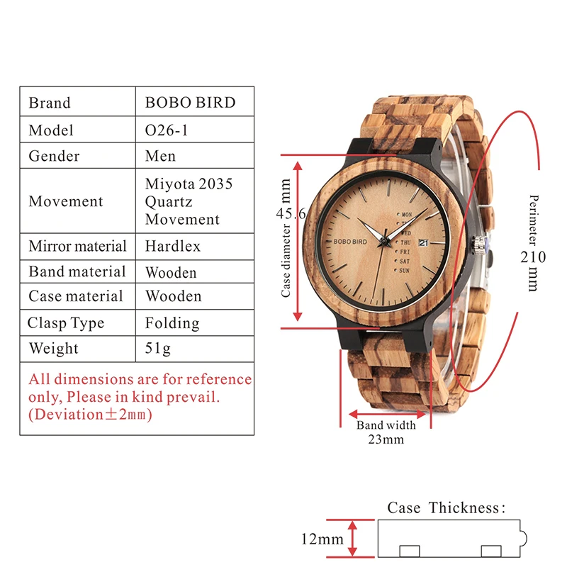  Auto Date Wood Band Watches for Men Natural Handmade Quartz Wrist Wristwatches (3)
